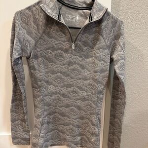 Smartwool Women's Gray Patterned Long Sleeve 1/4 Zip Tee